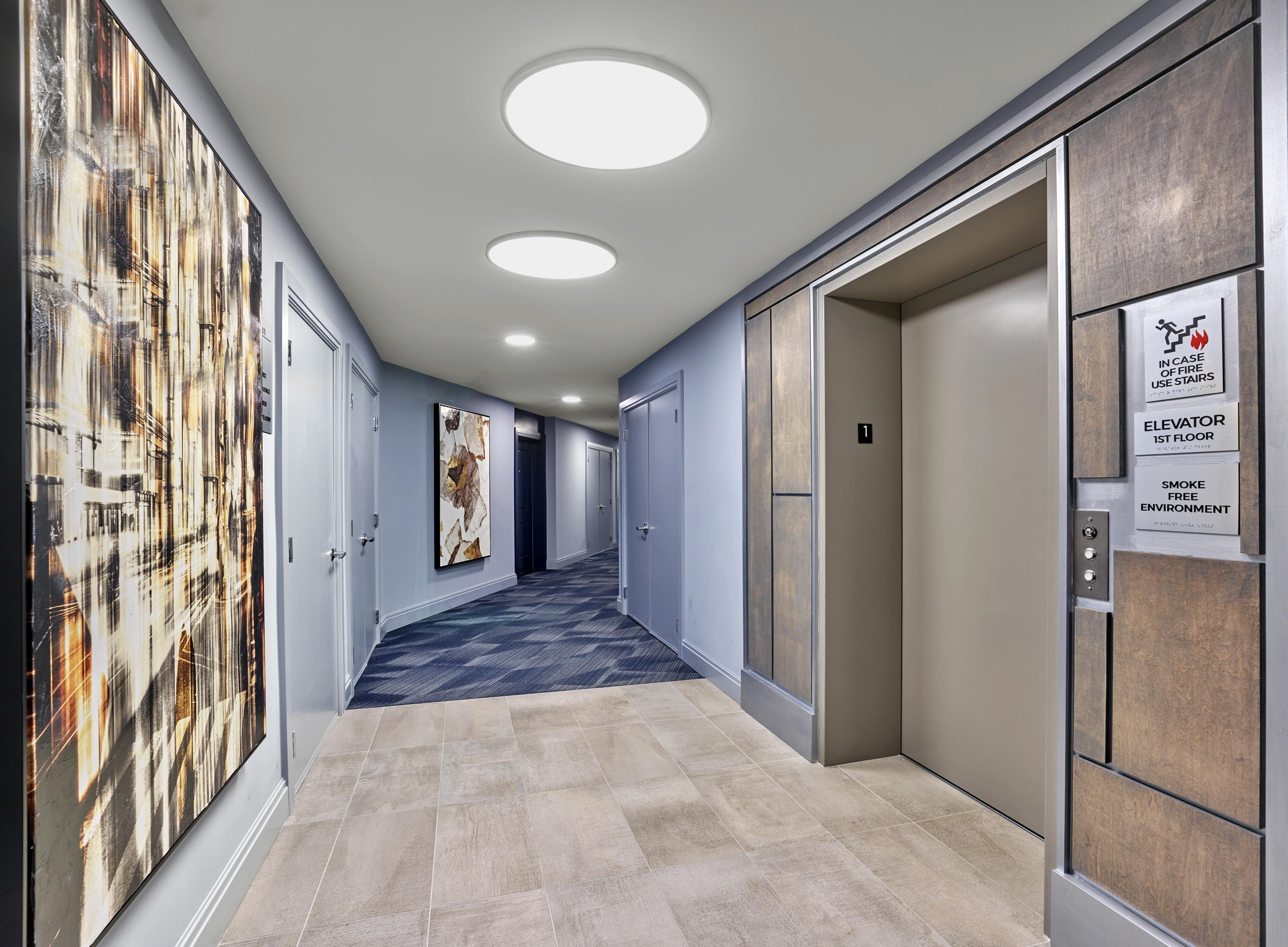 The Parker, Elevator, Hallway